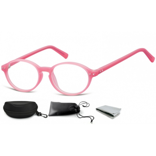 Okulary dziecięce zerówki okrągłe lenonki PK15B różowe